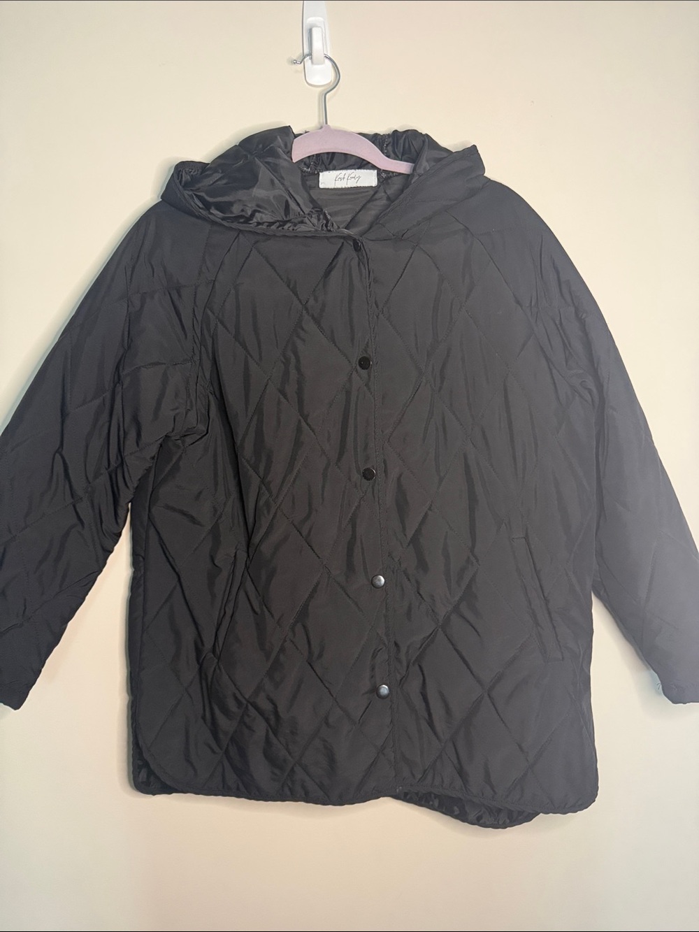 Quilted Hooded Puffer Jacket in Black